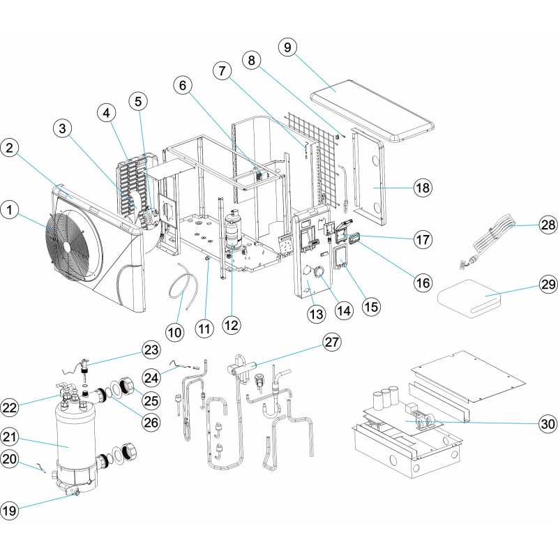 Pièces détachées Pompe à chaleur PRO ELYO inverter (1 hélice) (ASTRALPOOL, ZODIAC)