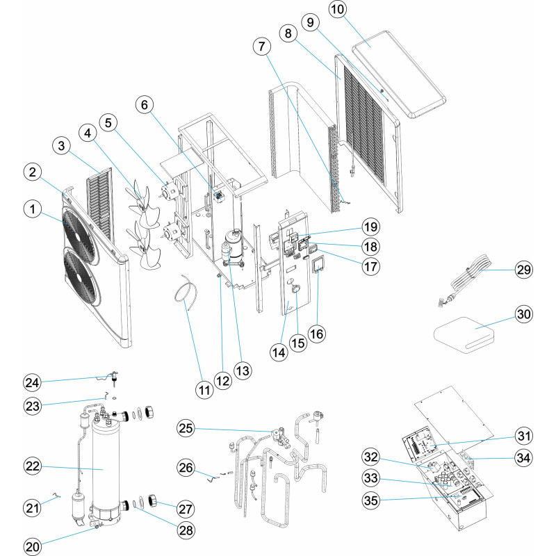 Pièces détachées Pompe à chaleur PRO ELYO inverter (2 hélices) (ASTRALPOOL, ZODIAC)