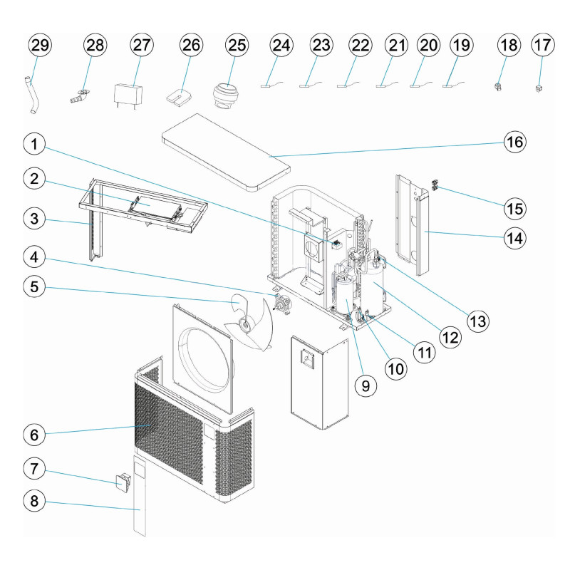 Pièces détachées Pompe à chaleur PX25, Z250iQ MD6, MD8 (ZODIAC, ASTRALPOOL)