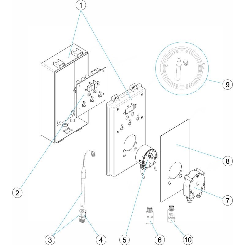 Pièces détachées Pompe doseuse MYPOOL pH/RX (CERTIKIN, ASTRALPOOL)