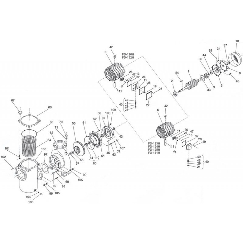 Pièces détachées Pompe FD-H (PSH, HYDROSWIM)