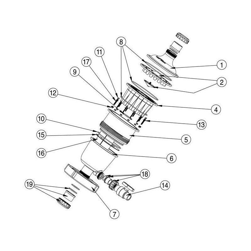 Pièces détachées Préfiltre Multicyclone MC12-16 (WATERCO, LACRON)