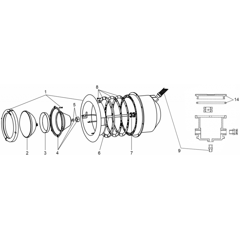 Pièces détachées Projecteur Aquareva, Serie France orientable