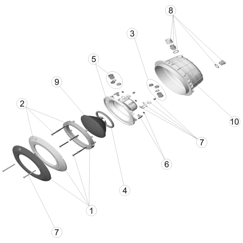 Pièces détachées Projecteur PH enjoliveur inox et blanc (ASTRALPOOL)