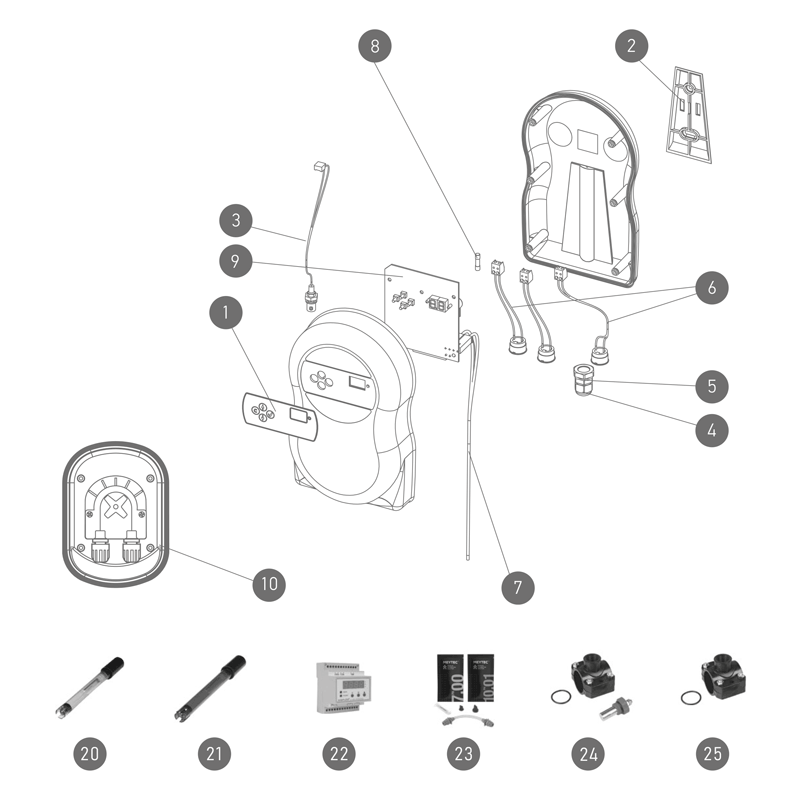 Pièces détachées Régulateur pH JUST DOSING UNO, DUO, TRI avant 2021 (POOL TECHNOLOGIE)