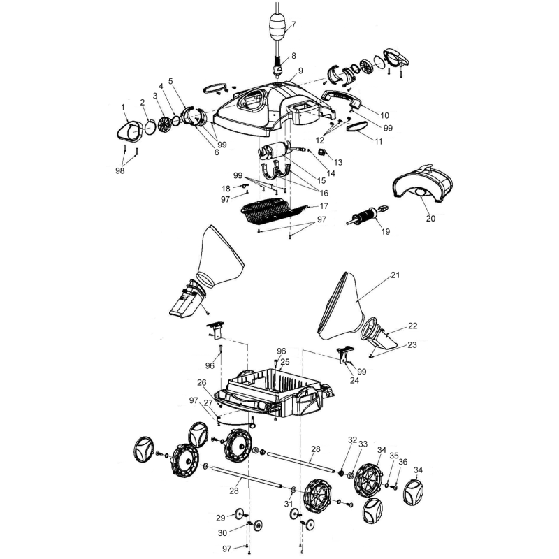 Pièces détachées pour robot REACTION (CTX, ASTRALPOOL)