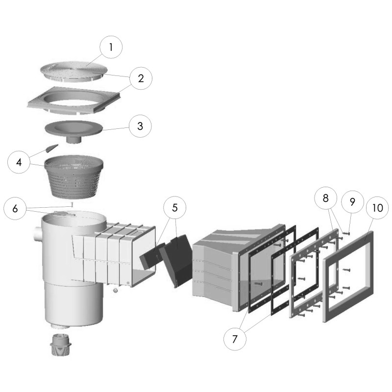 Pièces détachées pour Skimmer HYDROSWIM GM LINER couvercle carré