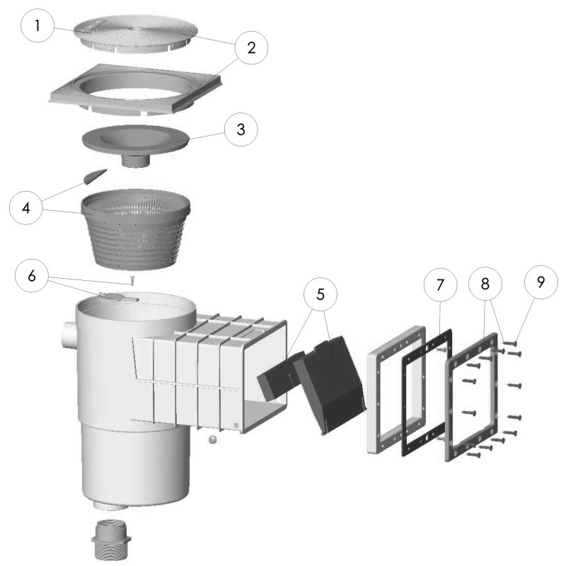 Pièces détachées pour Skimmer HYDROSWIM PM préfabriqué couvercle carré