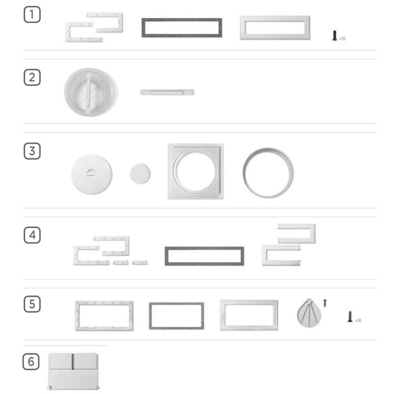 Pièces détachées Skimmer liner - béton (miroir, angle et standard) (AQUA)