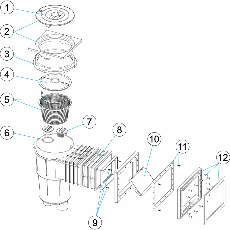 Pièces détachées Skimmer métrique PRESTIGE 17,5L petite meurtrière et rallonge LINER (ASTRALPOOL)