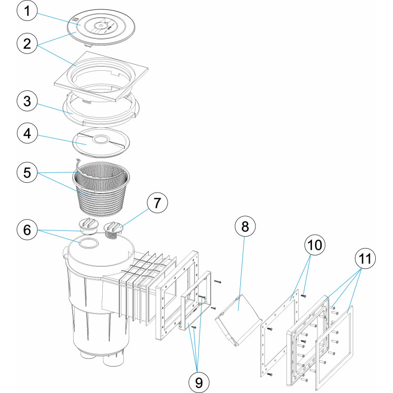 Pièces détachées Skimmer métrique PRESTIGE 17,5L petite meurtrière LINER (ASTRALPOOL)