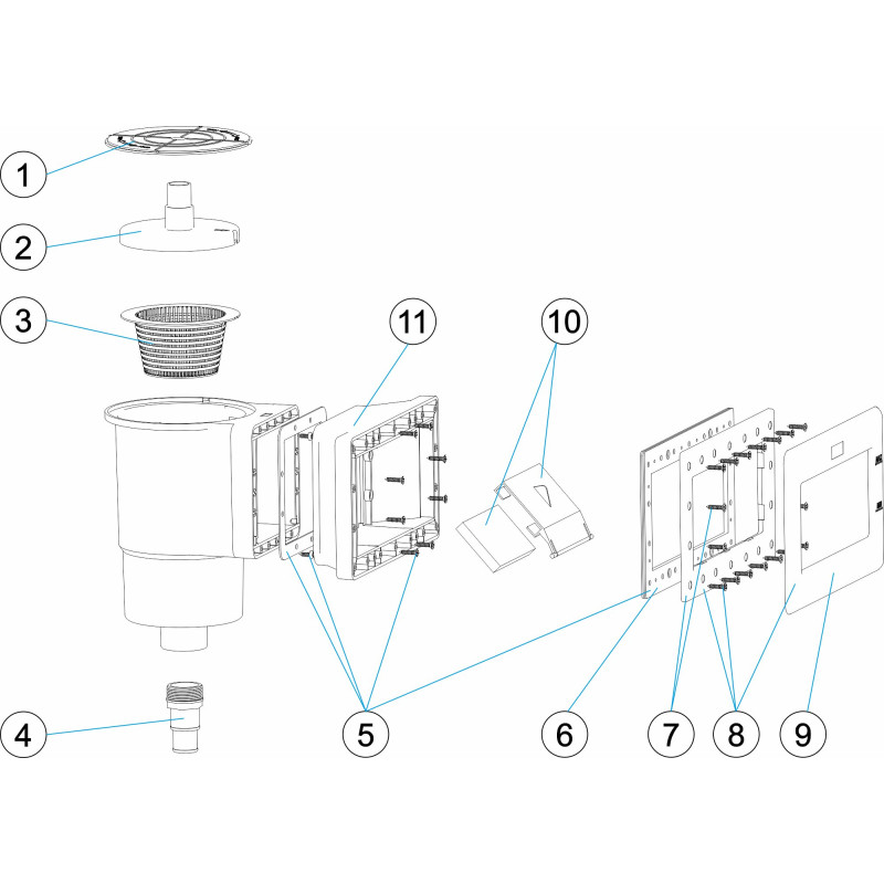 Pièces détachées pour Skimmer piscine hors-sol bouche élargie
