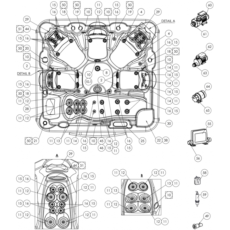 Pièces détachées pour Spa PACIFIC 50