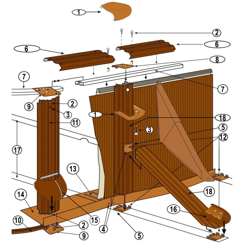 Pièces détachées pour piscine ovale imitation bois MAURITIUS, MALDIVAS H.1M32 (GRE)