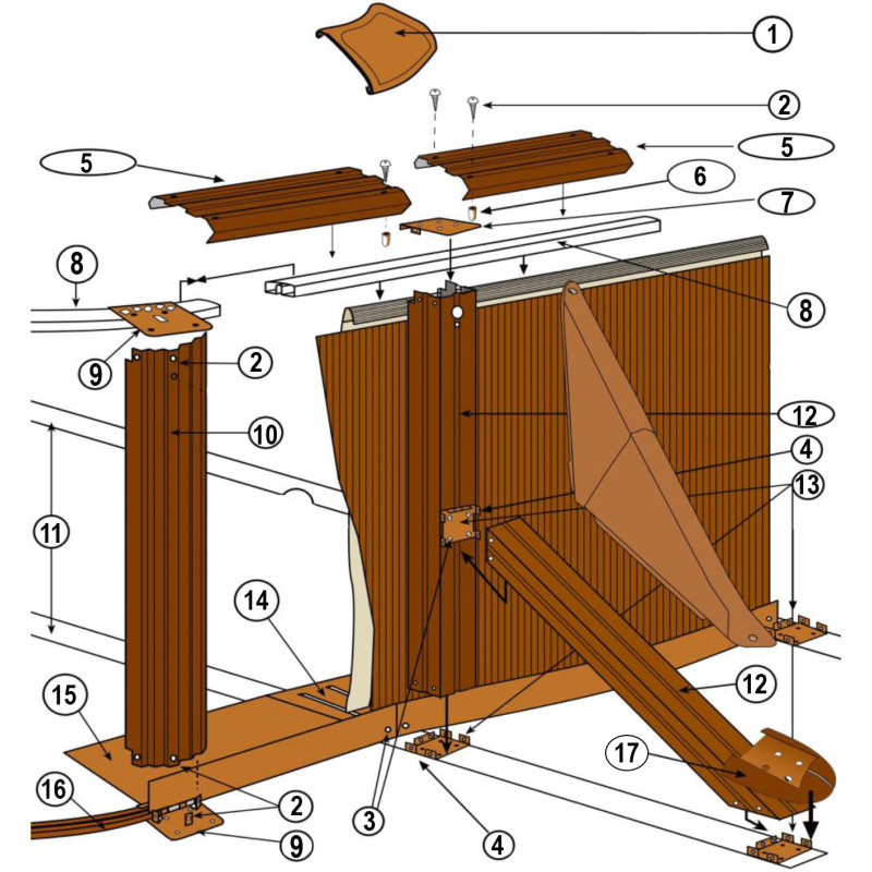 Pièces détachées Structure latérale piscine ovale imitation bois PACIFIC, SICILIA H.120 (GRE)