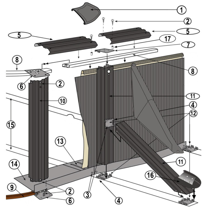 Pièces détachées Structure latérale piscine ovale imitation pierre IRAKLION H.120 (GRE)