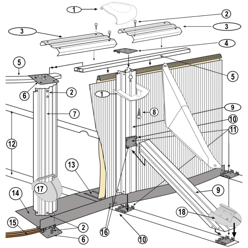 Pièces détachées Structure latérale piscine ovale RATTAN H.132 (GRE)