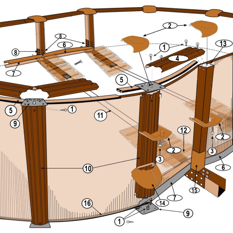 Pièces détachées pour piscine ovale imitation bois AMAZONIA H.1M32 (GRE)