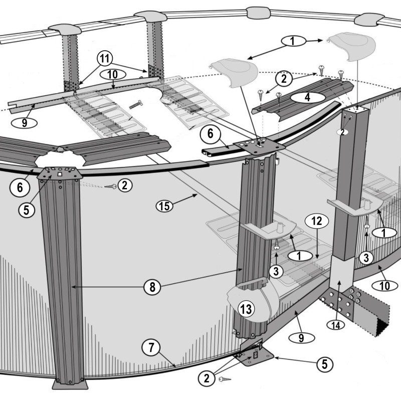 Pièces détachées pour piscine ovale imitation pierre MYKONOS H.1m32 (GRE)