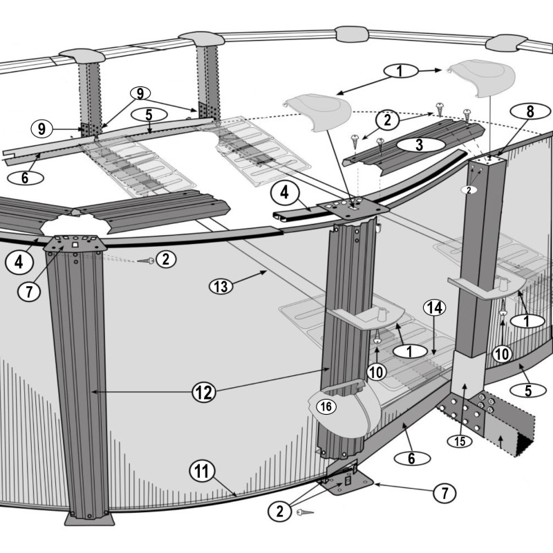 Pièces détachées Structure piscine ovale RATTAN, CRETA H.132 (GRE)