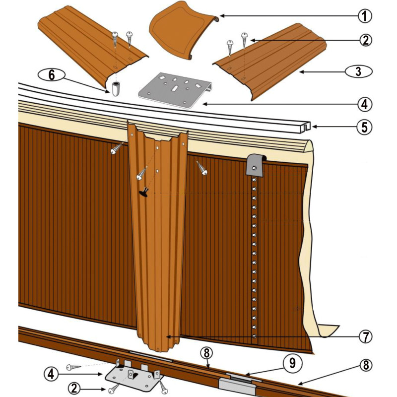 Pièces détachées Structure piscine ronde imitation bois PACIFIC, SICILIA H.120 (GRE)