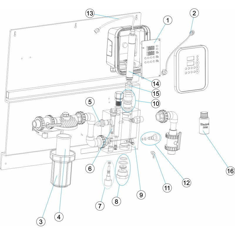 Pièces détachées Tableau de régulation AP PR-204 Chlore PPM (CERTIKIN, ASTRALPOOL)