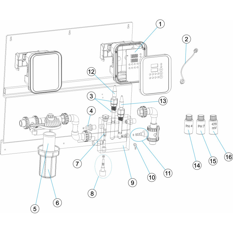 Pièces détachées Tableau de régulation AP PR-206 pH/ORP (ASTRALPOOL, CERTIKIN)