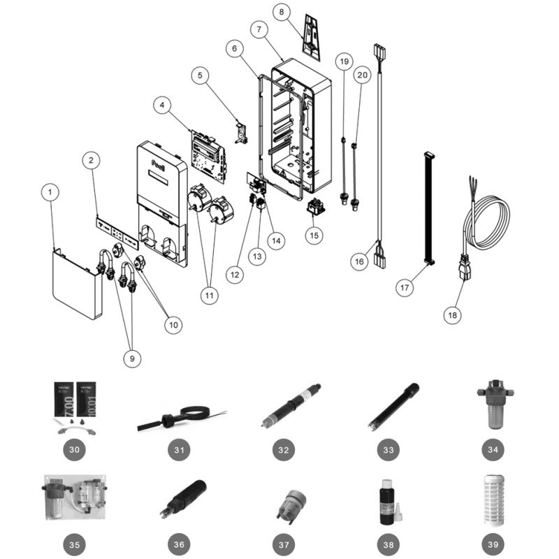 Pièces détachées Tableau de régulation DOSIPOOL (Pro, Ampero) à partir de 2022 (POOL TECHNOLOGIE)