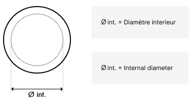 Dimensions pour Tampon Blanc Articulé d'échelle inclinée D. 43 (ou droite D. 60 sans rotule) - kit de 2 - Remplace 00045R0001+