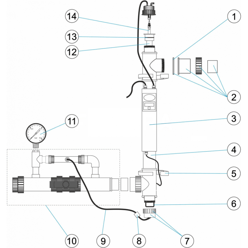 Pièces détachées pour appareil à UV AOP COMPACT OZONE & UV-C (ASTRALPOOL)