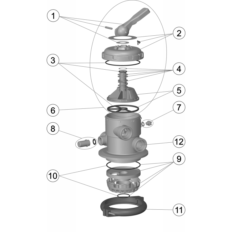 Pièces détachées Vanne 1 1/2" TOP à baïonnette et collier (ASTRALPOOL)