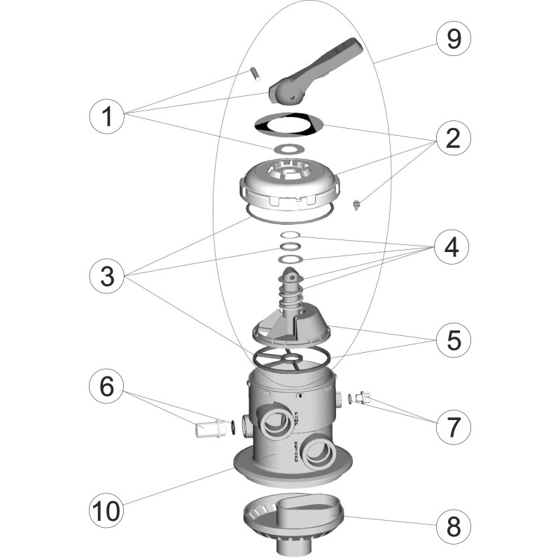 Pièces détachées Vanne CANTABRIC TOP 1 1/2" - ancien modèle (ASTRALPOOL)