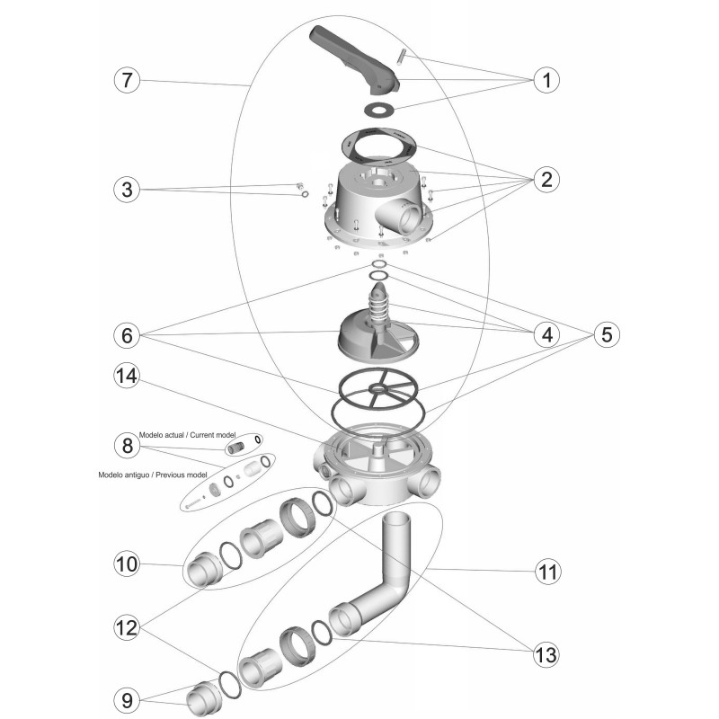 Pièces détachées Vanne multivoies 2 1/2" (ASTRALPOOL)