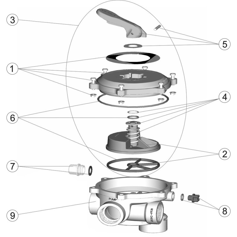 Pièces détachées Vanne SIDE FLAT 1 1/2" (ASTRALPOOL)