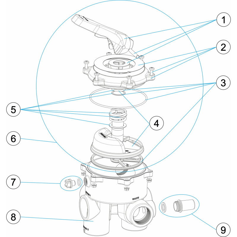 Pièces détachées Vanne SIDE PLUS 1 1/2" (ASTRALPOOL)