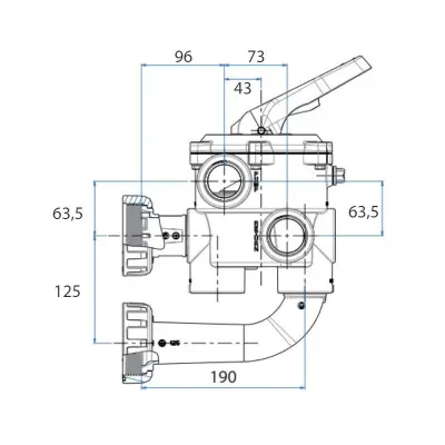 Vanne noire side 1"1/2 Classic Plus avec liaisons entraxe 125 mm (existe en blanc 74999)