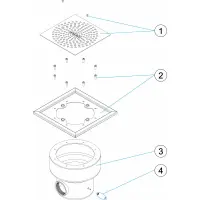 Pièces détachées Bonde de fond carré plate 2" BETON