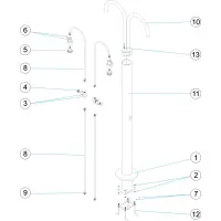 Pièces détachées Douche 2 pommeaux et 2 boutons-poussoirs temporisés (ASTRALPOOL)