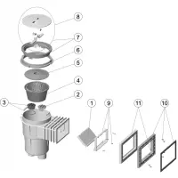 Pièces détachées pour Skimmer 17,5L PF sans meurtrière, couvercle rond BETON