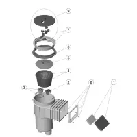 Pièces détachées pour Skimmer 17,5L STANDARD sans meurtière, couvercle rond BETON